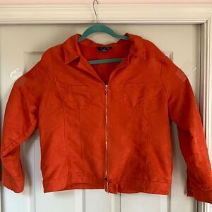 Women’s Vintage Jacket Soft Orange Zipper Size XL